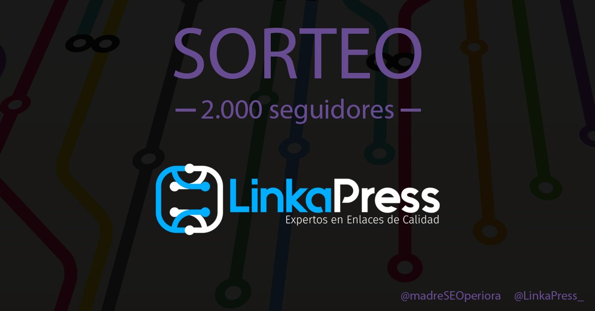 madreSEOperiora's tweet photo. 🙋‍♀️ ENLACES GRATIS ‼ 
35 #backlinks gratis valorados en más de 90€ para el nicho que tu elijas
 ¿Cómo participar? 🤔 
👉 Haz RT 🔃 a este tweet 
👉 Sigue a @LinkaPress_  y @madreSEOperiora   
➡ El sorteo se realizará cuando esta cuenta llegue a 2.000 seguidores https://t.co/DhSfPxCdrU