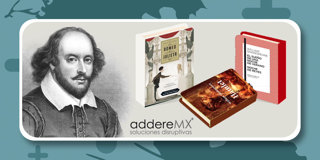 addereMX's tweet photo. Hoy celebramos el #DiaInternacionalDelLibro y el nacimiento de uno de los personajes más grandes en la historia de la literatura, #WilliamShakespeare a quien debemos obras maestras como Romeo & Julieta, Hamlet, Otelo y sueño de una noche de verano.
#AddereMX #FelizLunes https://t.co/DxpOOpJFe2