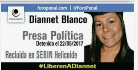 Nasbly's tweet photo. #23Abril Hoy nuestra hermana en Cristo está de cumpleaños y dentro de poco va tener un año injustamente detenida #LiberenADiannet @ForoPenal @Almagro_OEA2015 @alfredoromero @Liss2606 @MuniraMunoz @TAMARA_SUJU @Almagro_OEA2015 @DefensoresFP @chelinguevara https://t.co/cLWvD1r79A