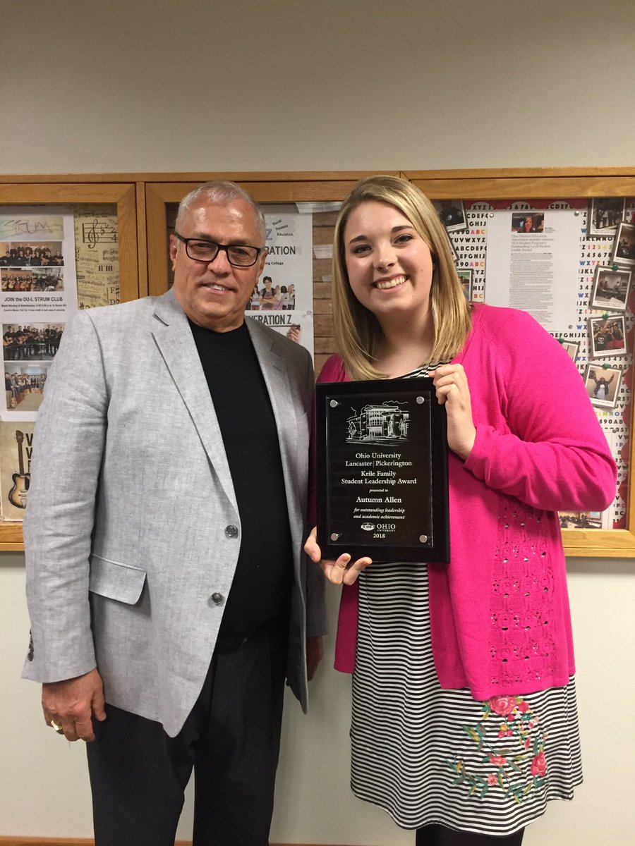 paulyoungohio's tweet photo. Very proud of @MissAllen32 who is the 2018 Krile Award Winner @ohiou_lancaster . Destined to be a great teacher. Watch this one!! @OSEAOUL https://t.co/ySKGX1BJ6X