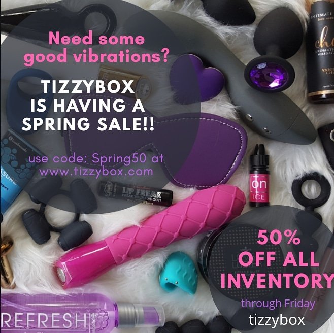 tizzyboxx's tweet photo. Visit https://t.co/Pv76YQ1Ilc for our Spring Sale!
Stock up for yourself and buy gifts for friends &amp; lovers!

#sale #toys #friends #lovers #friendsandlovers #sexy #adulttoys #vibes #goodvibes #50percentoff #stockup #tizzybox #happyO https://t.co/xaYZuAnqmx