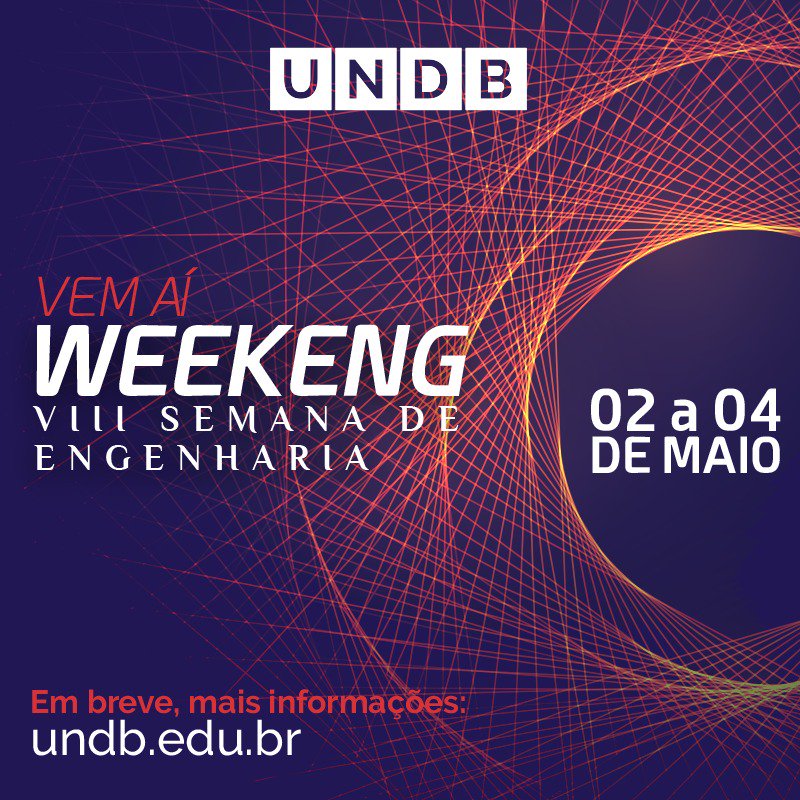 undboficial's tweet image. A WeekEng está chegando na UNDB! 👷 Na próxima semana teremos a Semana da Engenharia, com discussões pautadas dentro do tema "Empreendedorismo na Engenharia". Confira a programação completa em sou.undb.edu.br e inscreva-se! #TeamUNDB #TeamENG #WeekEng #TeamEngenharia