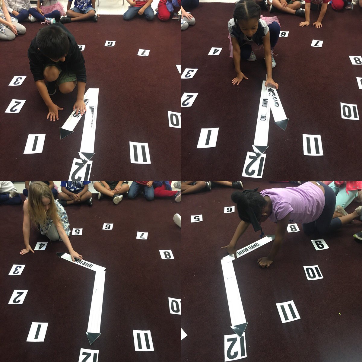 RabaFlowers's tweet photo. What better way to start our Time unit than with a giant clock on the carpet? We loved showing what we already know and learning even more! #rabainspired @NISDRabaES @NISDElemMath @AyalaMath77 https://t.co/lweB3Rx55A