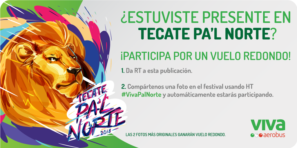 VivaAerobus's tweet photo. RT ¿Fuiste a @PalNorteOficial? Comparte tu foto y participa para ganar un vuelo redondo 🦁✈ https://t.co/jqji9ax5G2