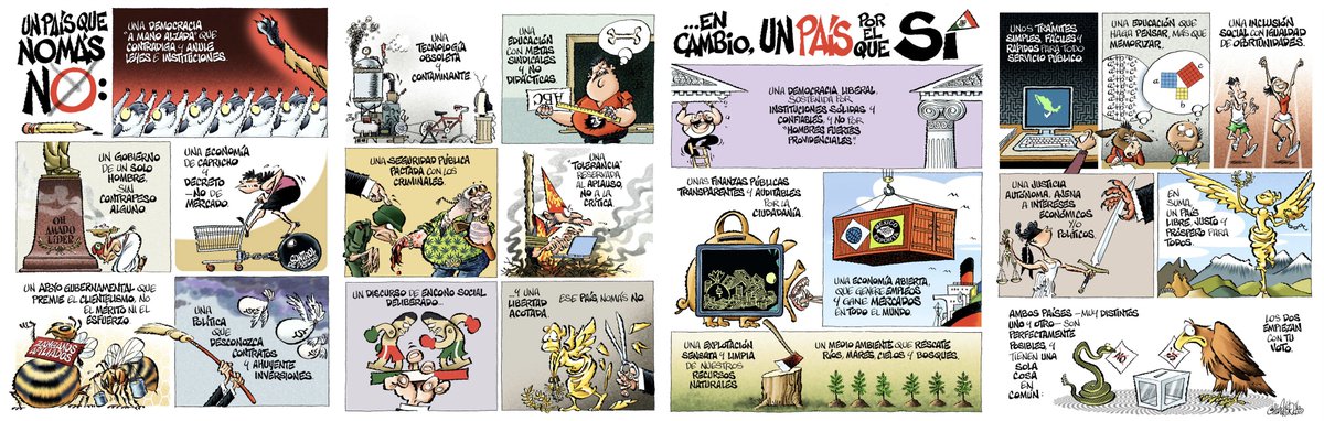 CartonCalderon's tweet photo. Pues bien; para no reciclar trabajos pasados, a ver qué les parece este nuevo tríptico: un alegato en favor de la democracia liberal, el estado de derecho, la economía de mercado ...y demás filias mías que tanto molestan a algunos. Meditemos bien nuestro voto. Se vale retuitear. https://t.co/XPvJq4aAJk