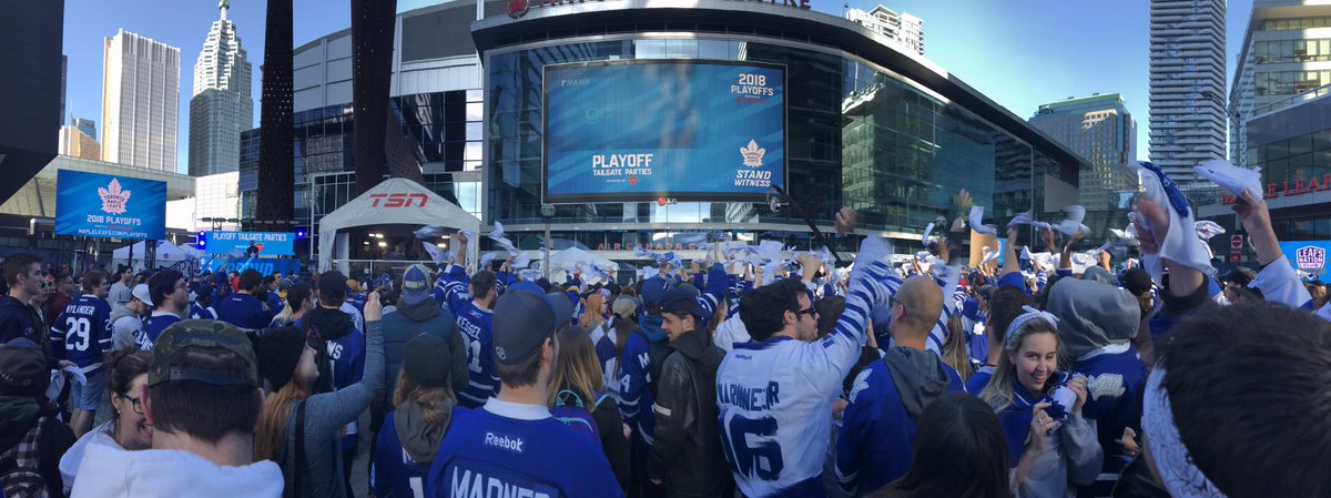 Checking out the action at Maple Leaf Square #GoLeafsGo