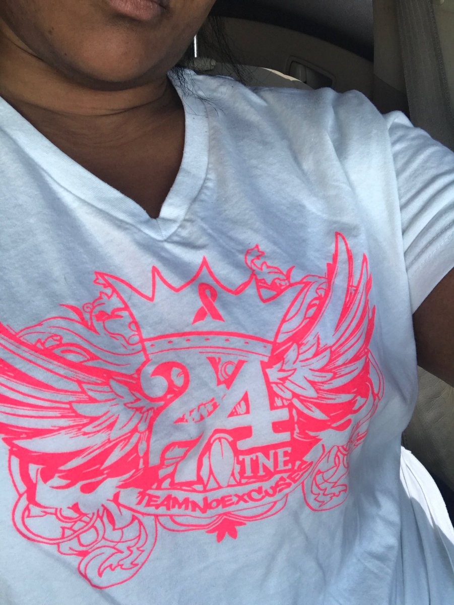 My pplz rocking her TNE247 Breast cancer awareness shirt thanks for the support #breastcancer #pinkribbon #tne247 #teamnoexcuses247