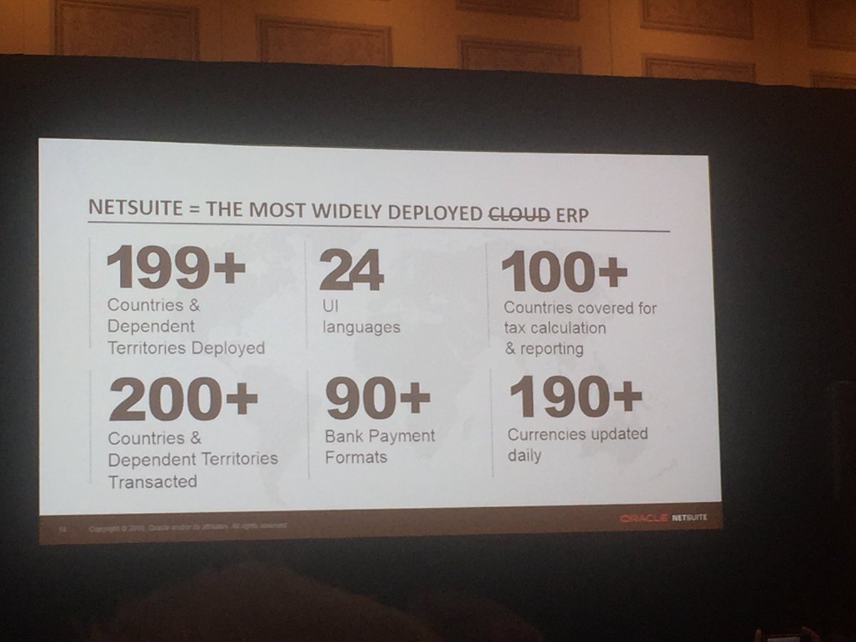 OnePacificHK's tweet photo. NetSuite is most widely used ERP in the world now! #SuiteWorld2018 https://t.co/zZZU1G13hP