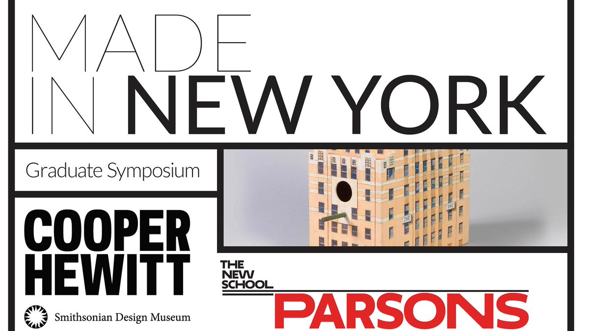 Exciting news: We will be livestreaming "Made in New York: The 27th  Annual Parsons/Cooper Hewitt Graduate Student Symposium" this Thurs  &amp; Friday. Learn more and read the full program here! bit.ly/2HuchXL
