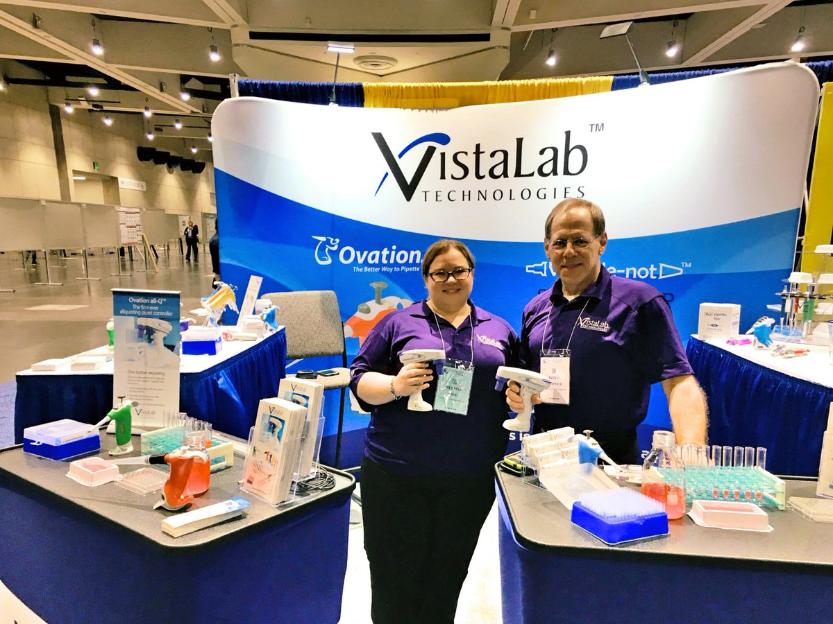 VistaLabTech's tweet photo. Melissa Kirk (Donigan) and Keith Brodnick representing at Experimental Biology 2018 in San Diego. There's still time to visit them at booth 740 and get your hands on an ali-Q, Ovation pipettes and more! #VistaLab #aliQ #aliquoting #YouDeserveAStandingOvation https://t.co/kykR01RxNk