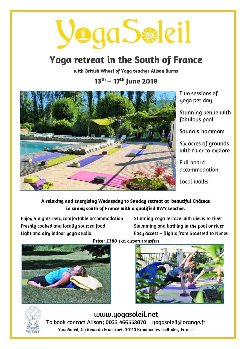 MadsyW's tweet photo. ☀️ If you find you need a break from real life, or would like to step up your yoga game, you should consider this retreat in a beautiful setting in Southern France ☀️ 
#yoga #yogaretreat #southoffrance #poolyoga #yogisunited #ChateauDuFraissinet #justgoogleit #kayenough https://t.co/XEF3TdkJgw