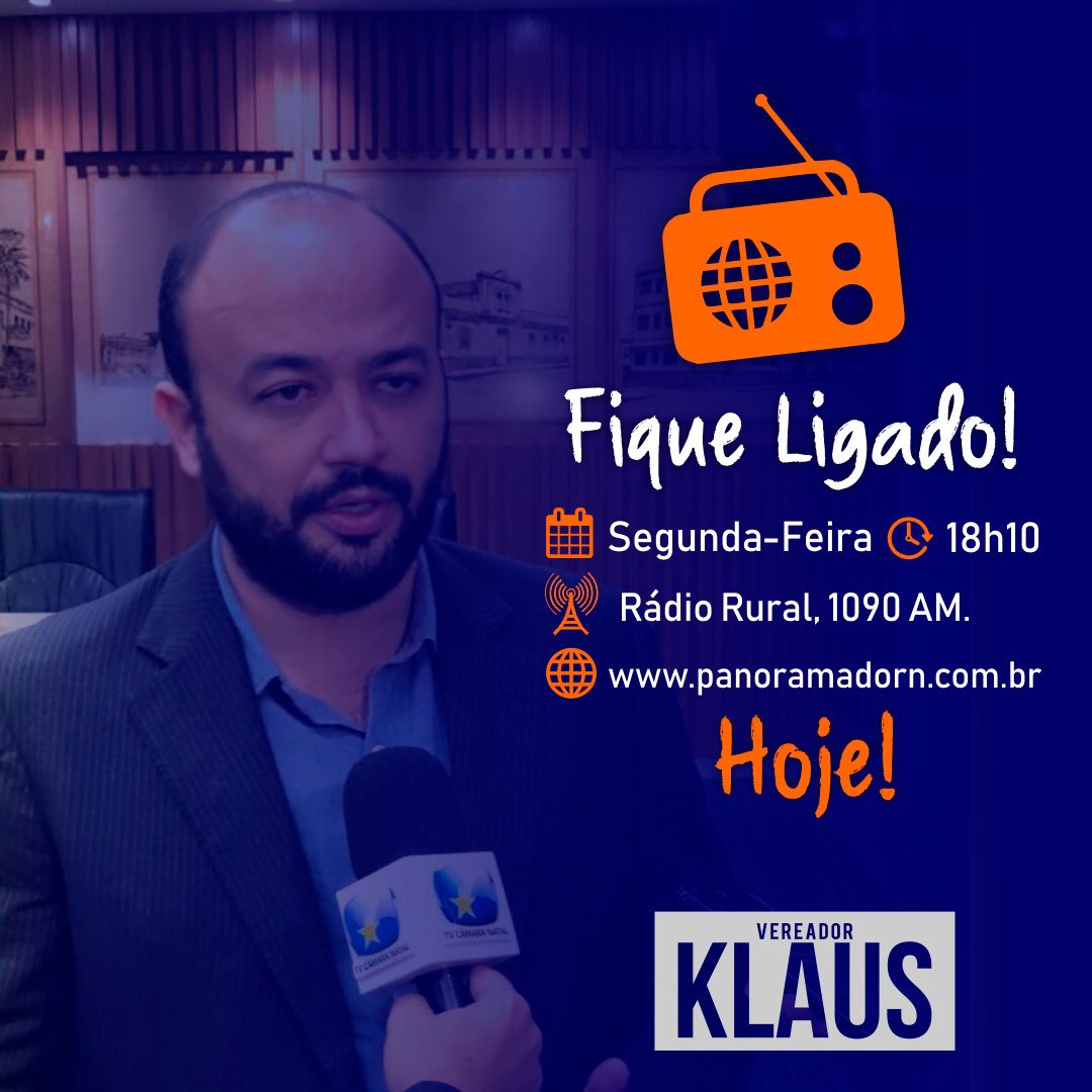 klausdobem's tweet photo. Hoje, a partir das 18h10 estarei no Panorama do RN, com as jornalistas Virgínia Coelli e Anna Ruth Dantas. Liga na Rádio Rural, 1090 AM ou acesse https://t.co/flERFnKpM8 https://t.co/FwLDQQgxxT