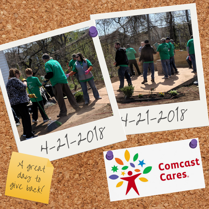 bbbsfred's tweet photo. On #ComcastCaresDay, Our Bigs, Littles, and staff teamed up with our partners at Comcast and assisted Loisann's Hope House in Fredericksburg, VA with general clean-up, landscaping, mulching, planting flowers, painting, and sealing. Great job giving back to the community! https://t.co/3ACbR8e9aZ