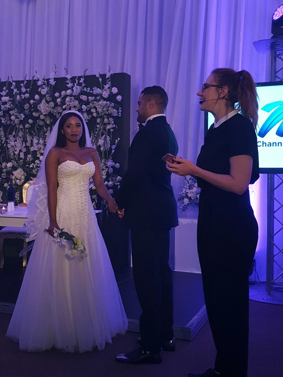 PhilMphela's tweet image. Here comes the bride... @MissDeniseZimba looking radiant in white! #MNetLocal