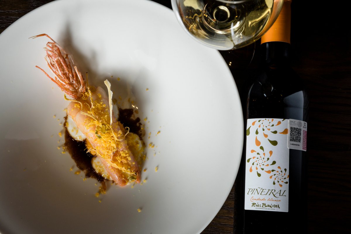 Camarón, zanahoria, yema curada con Piñeiral de Pedro Bargero #ChefEstudioMIllesime