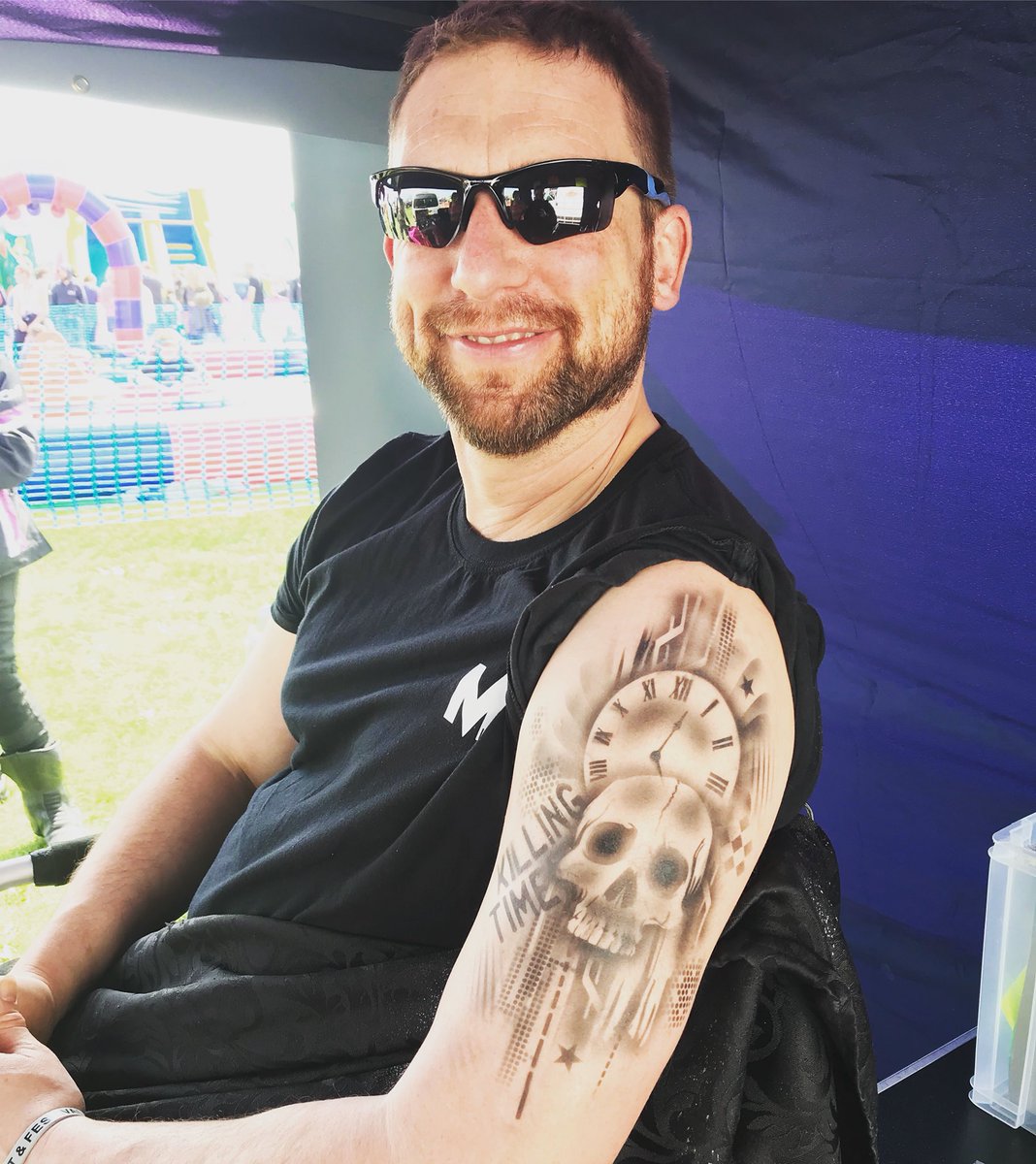 First #airbrushtattoo of the year at <a href="/Bike4LifeFest/">Bike4Life Ride Out and Festival</a> Love doing these.