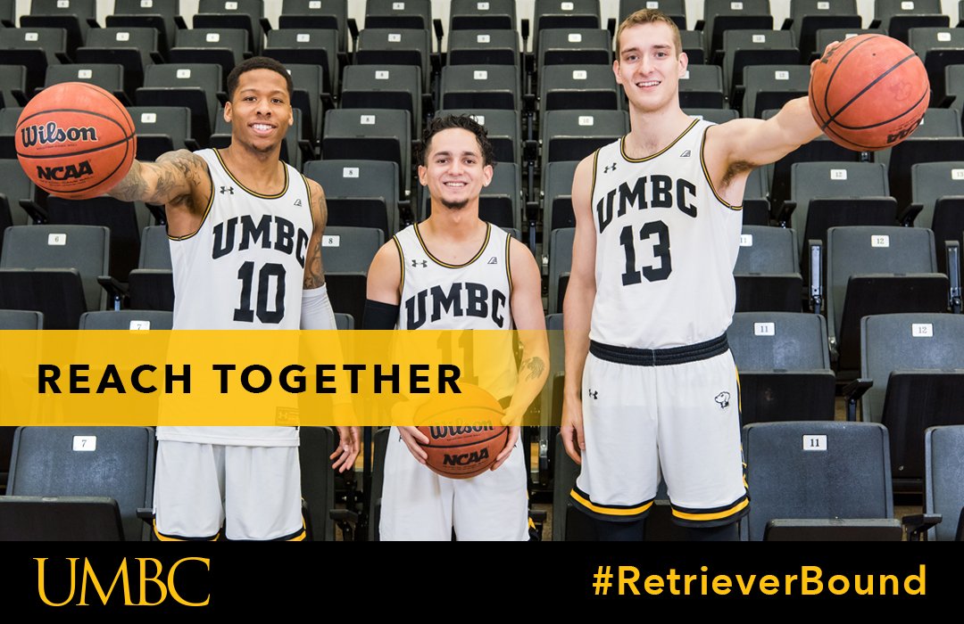 UMBC's tweet photo. How can UMBC help you Reach Together? "We say it every day in the huddle before practice- “together.” The chemistry &amp; the friendships we have built helped us stay focused on our goals."- KJ Maura '18.  #RetrieverBound https://t.co/fKviCmEWsr https://t.co/3F2ew4VMfq