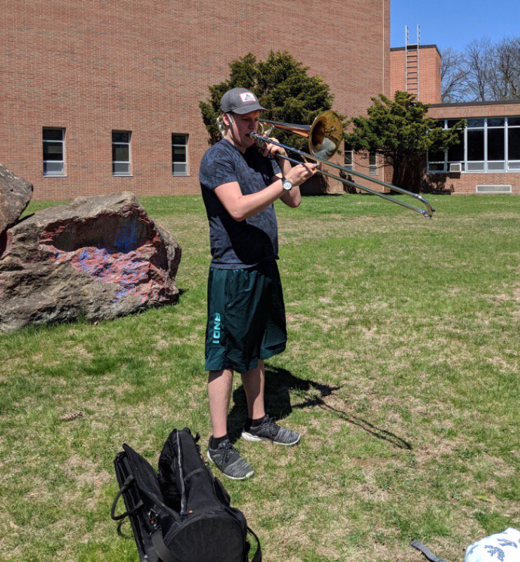 PhiMuAlpha_WP's tweet image. Brother Cole enjoying the beautiful weather with his bass bone! #ourpresident