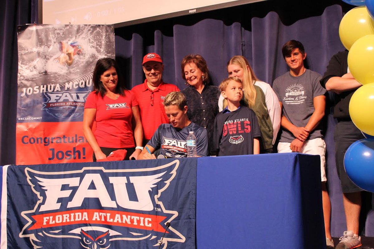 CanterburyFL's tweet image. So proud of senior Josh McQueen for signing to swim for Florida Atlantic University! @CSFAthletics @FloridaAtlantic #crusaderswill #csfalumni