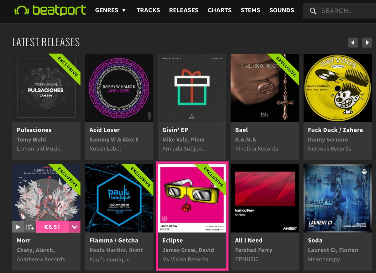 Thanks <a href="/beatport/">Beatport</a> for the feature 😍
"Eclipse" by James Grow Incl. <a href="/davidjach/">David Jach</a> &amp; Thomas Stieler Remixes 🤸‍♀️
Grab your copy now 👉 bit.ly/2uZFnfZ