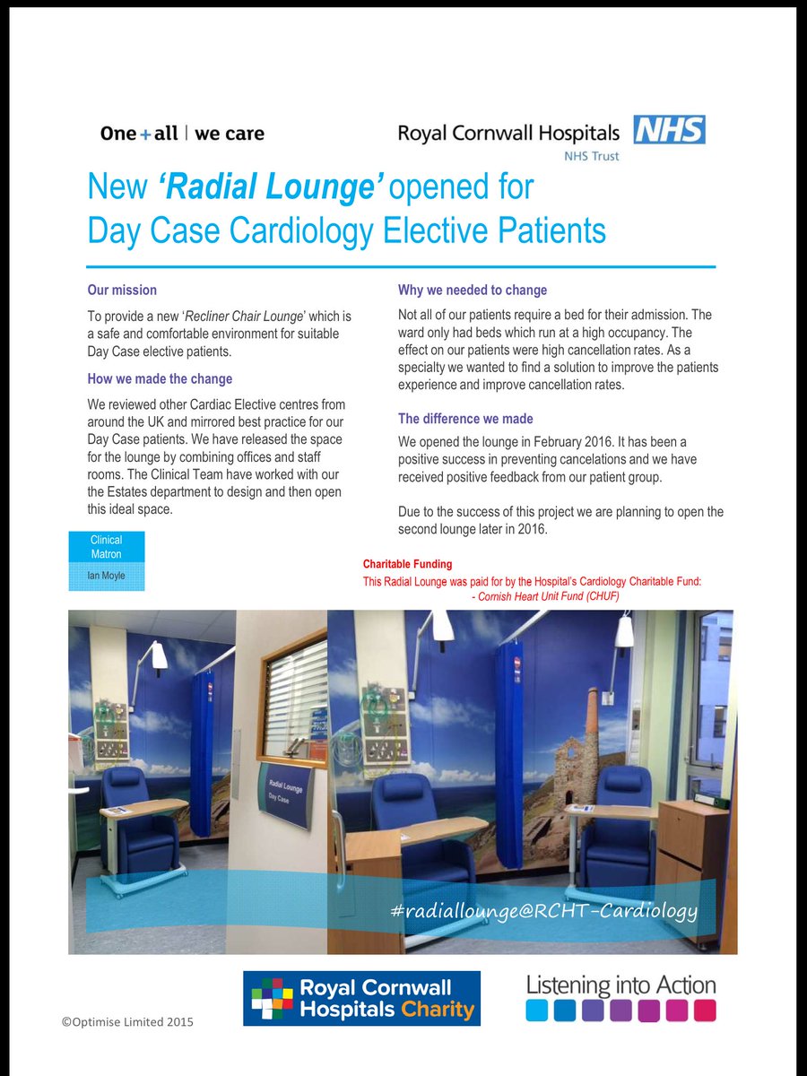 ian_moyle's tweet photo. Thank you @kimvon_o for visiting Cardiac Investigations Unit today with @SharonNancholas talking about our plans to replicate attached 1st Radial Lounge for our 2nd with improved Elective Bed Protection #cardiology to support patient care and experience @RCHTWeCare https://t.co/QDcq3h8crf