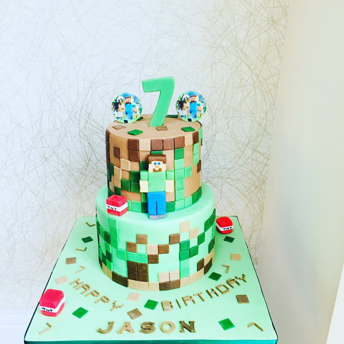MyCakeHobby's tweet photo. Minecraft themed 7th birthday cake. #minecraft #tnt #steve #minecraft #celebrationcakes https://t.co/AE3uspqDfP