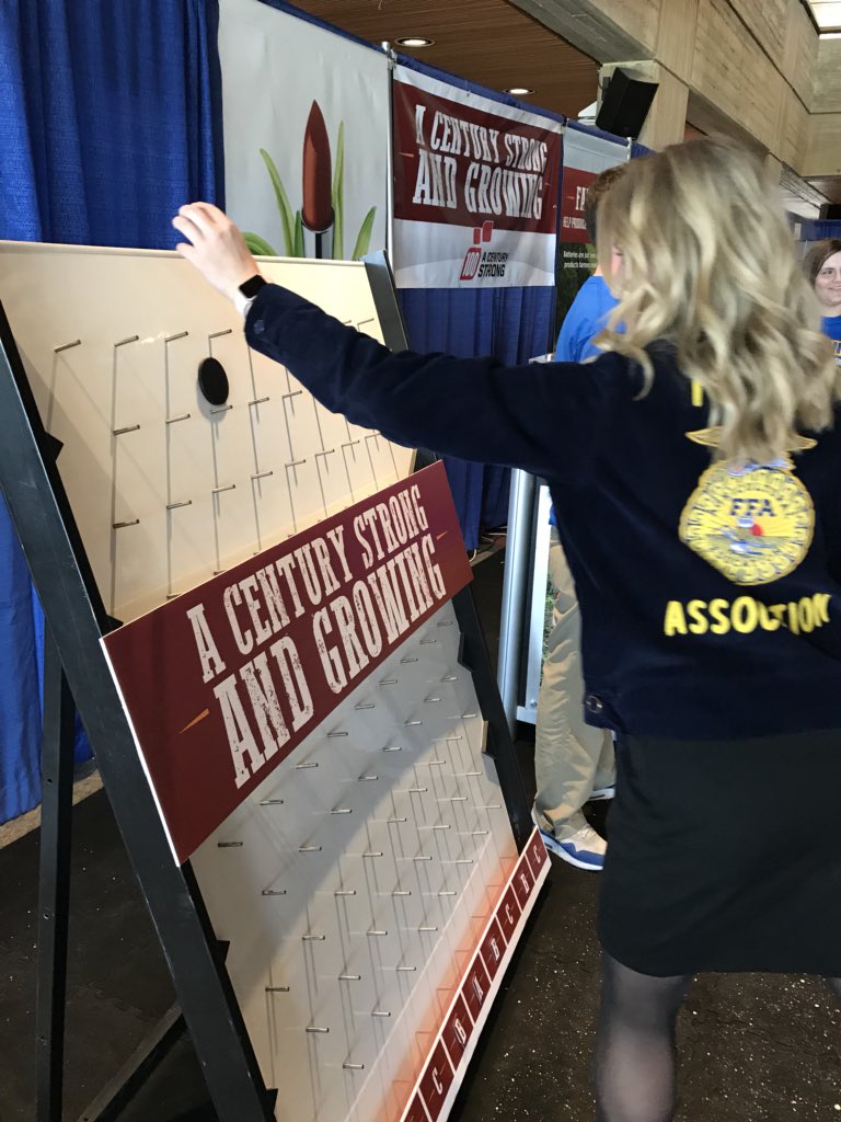 IowaFarmBureau's tweet photo. .@iowaffa board members @rachzumbach & Carli Grau stopped by our booth to play Plinko & win prizes! #IAFFA18 #FFASLC18 #ACenturyStrong #ICanWeWill #FFAProud https://t.co/iSmNjmLl7z