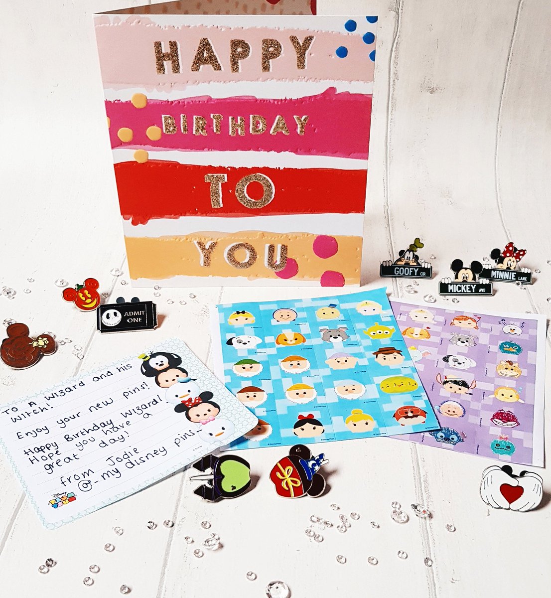 awizardhiswitch's tweet photo. We are so overwhelmed! 🤩 We have received our first piece of fan mail, it included free pins, a birthday card, stickers, a note and it was decorated with loads of gems!!! 💙 Thank you so much! It means the world 🌍
Posted by the Wizard 
#disney #disneypins #pinmail https://t.co/y7Q6fHyHMD
