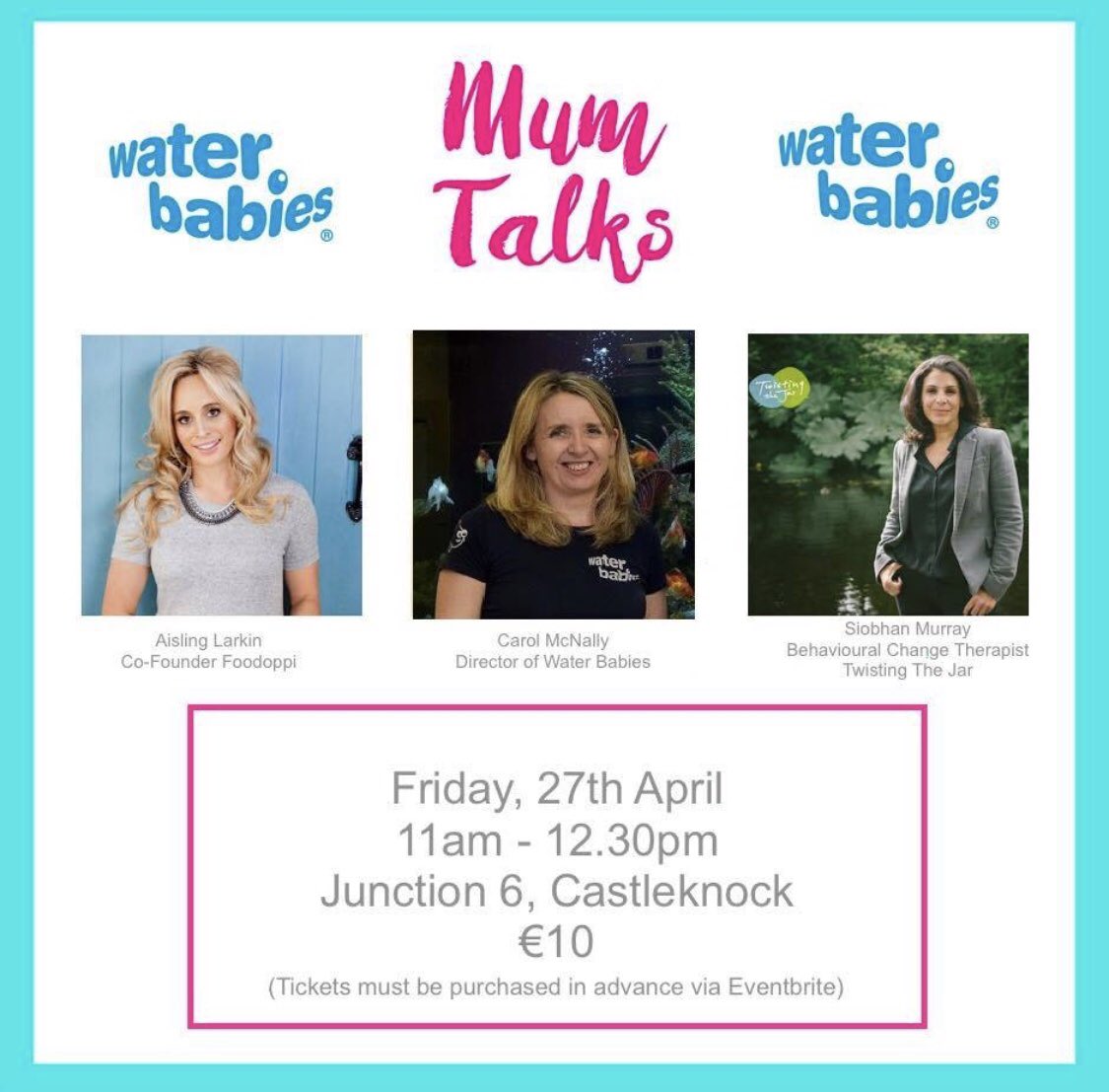 mum_talks's tweet photo. We’ve teamed up with @WaterBabiesIRL and bringing Mum Talks to Junction 6 in Castleknock! Tickets here https://t.co/DxKGjNBRvT https://t.co/pCTI62uG6W