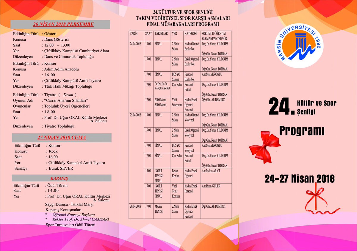 24. Kültür ve Spor Şenliğimiz yarın başlıyor 🎉🎊🎈