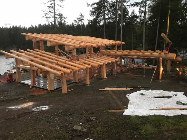 Pioneerloghomesofbc On Twitter Post Beam Log Home Recently Set