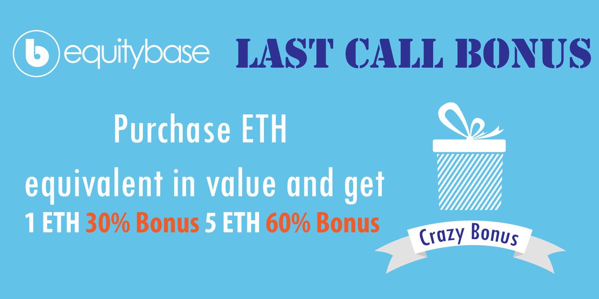 equitybaseCo's tweet image. Last week ICO Bonus up to 60% to May 1st 😍
equitybase.co