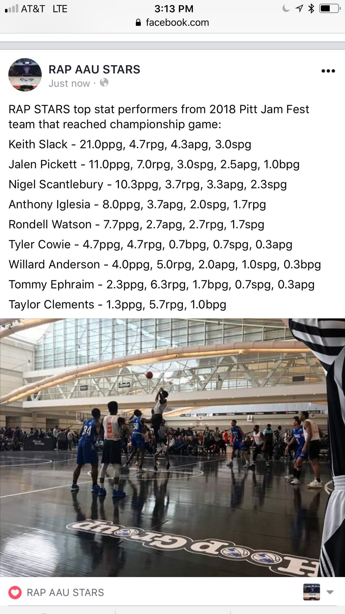 RAP AAU STARS on Twitter "RAP STARS 2018 Pitt Jam Fest Player Stats…