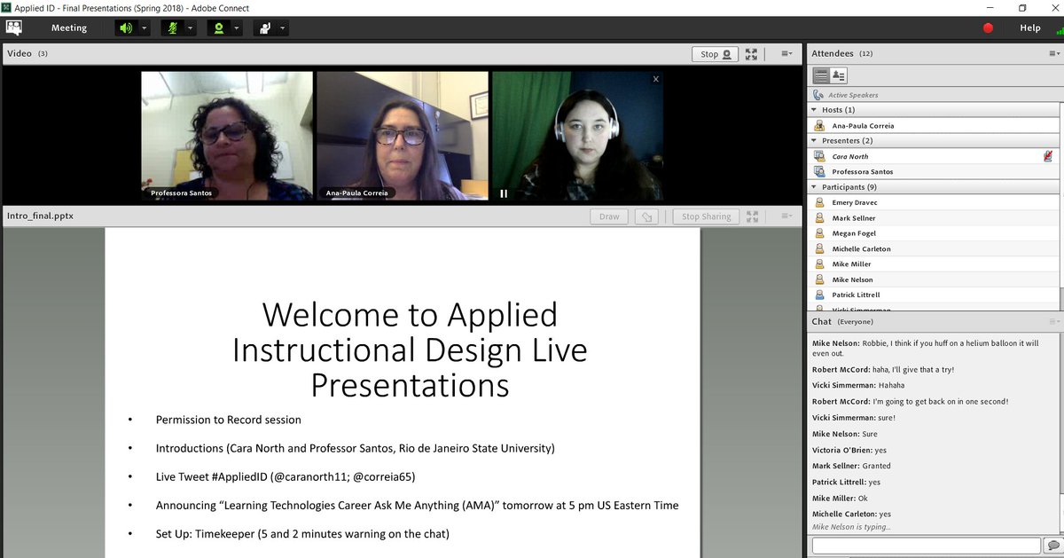 caranorth11's tweet photo. We are getting started with the #AppliedID presentations momentarily. I'm so excited to see what everyone made! #instructionaldesign
cc: @correia65 @edmeabaiana https://t.co/Sh6OnUuNyS