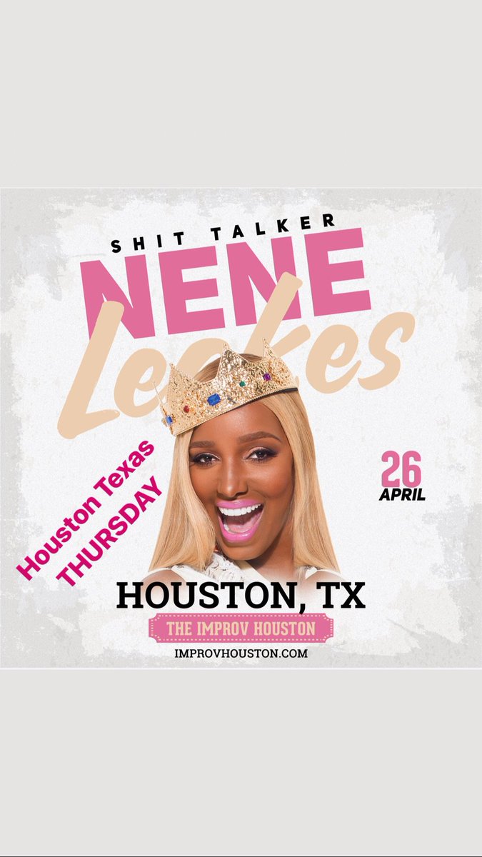 NeNeLeakes's tweet photo. See you THURSDAY NITE HOUSTON TEXAS! Only a few tickets left here👉🏾@improvhouston We bout to ke keeeeeee😂 bout Cigarette Breath & Sweetie 2.0 Chileeeeeee https://t.co/MsihqunkvO