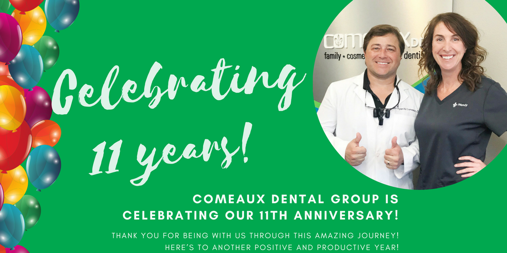 ComeauxDental's tweet photo. We are celebrating 11 years! Thank you for being with us through this amazing journey. Exciting things are coming, stay tuned! π #ComeauxDentalGroup #SpringDentist #TheWoodlandsDentist #11thAnniversary https://t.co/reXPZALU8x