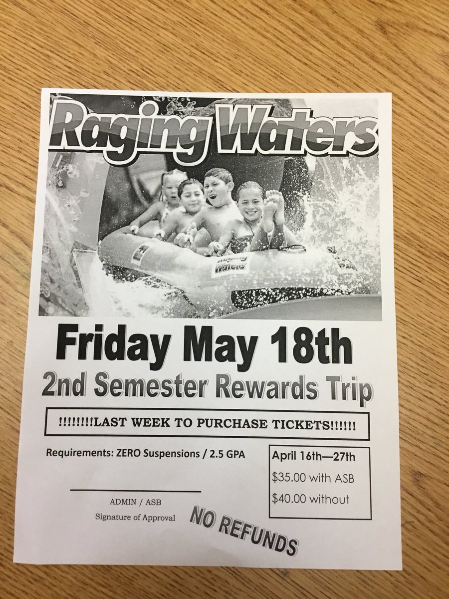Sunnymead_ASB's tweet photo. This is the last week to buy tickets to RAGING WATERS!!!!😬🤩😀👌🕶 https://t.co/HPtrvjonhE