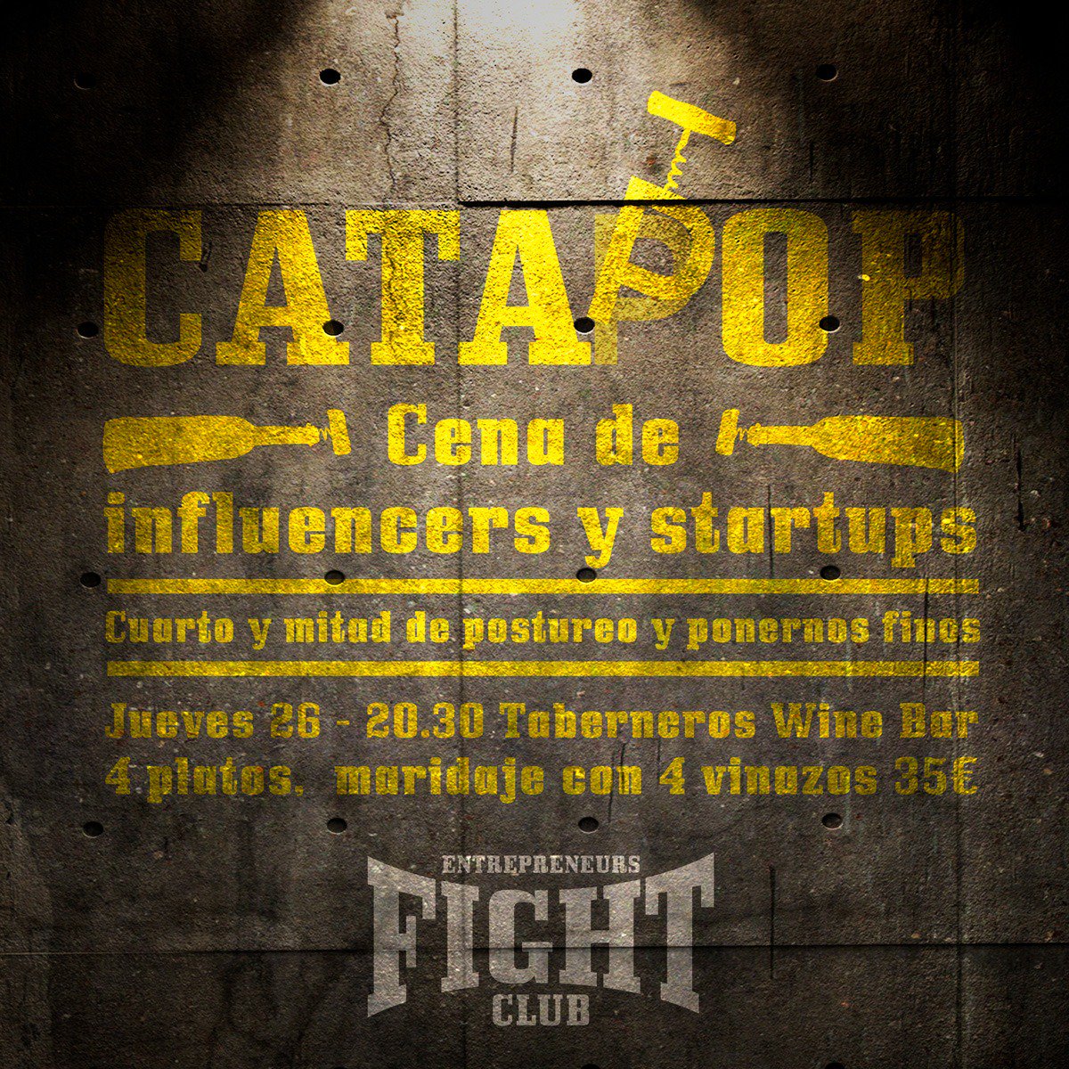 CATAPOP_Party's tweet photo. Esta vez nos ha tocado el reto de ponernos en forma para la  #CataPopExperience de este jueves con #EntrepreneursFightClub ¿Quién ganará la primera ronda? 🍷¡Ven y haz tu apuesta! 🤪
#Madrid #Winelovers #Catadevinos #Winetasting #Vino #Vinos #Wine https://t.co/xn1OxRPjWX