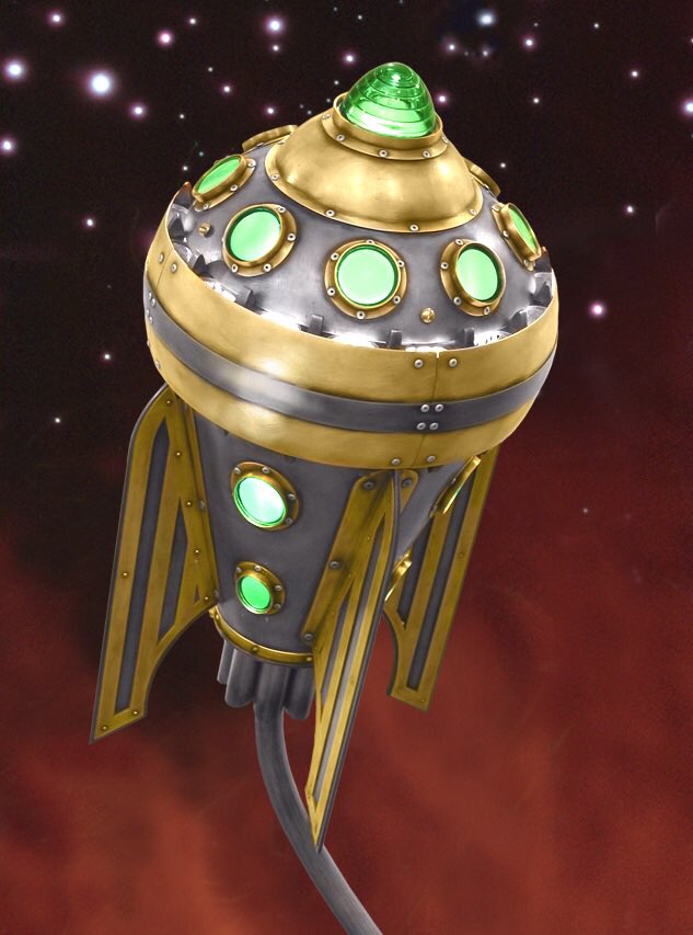 JeffdeBoer9's tweet photo. One of my rocket lamps will be on display at the Calgary comic expo this weekend at the Fuse 33 booth! #steampunk #fuse33 #yyc #comicexpo #rocket #thinkmaking #alberta411 https://t.co/3XtIOY3iHD
