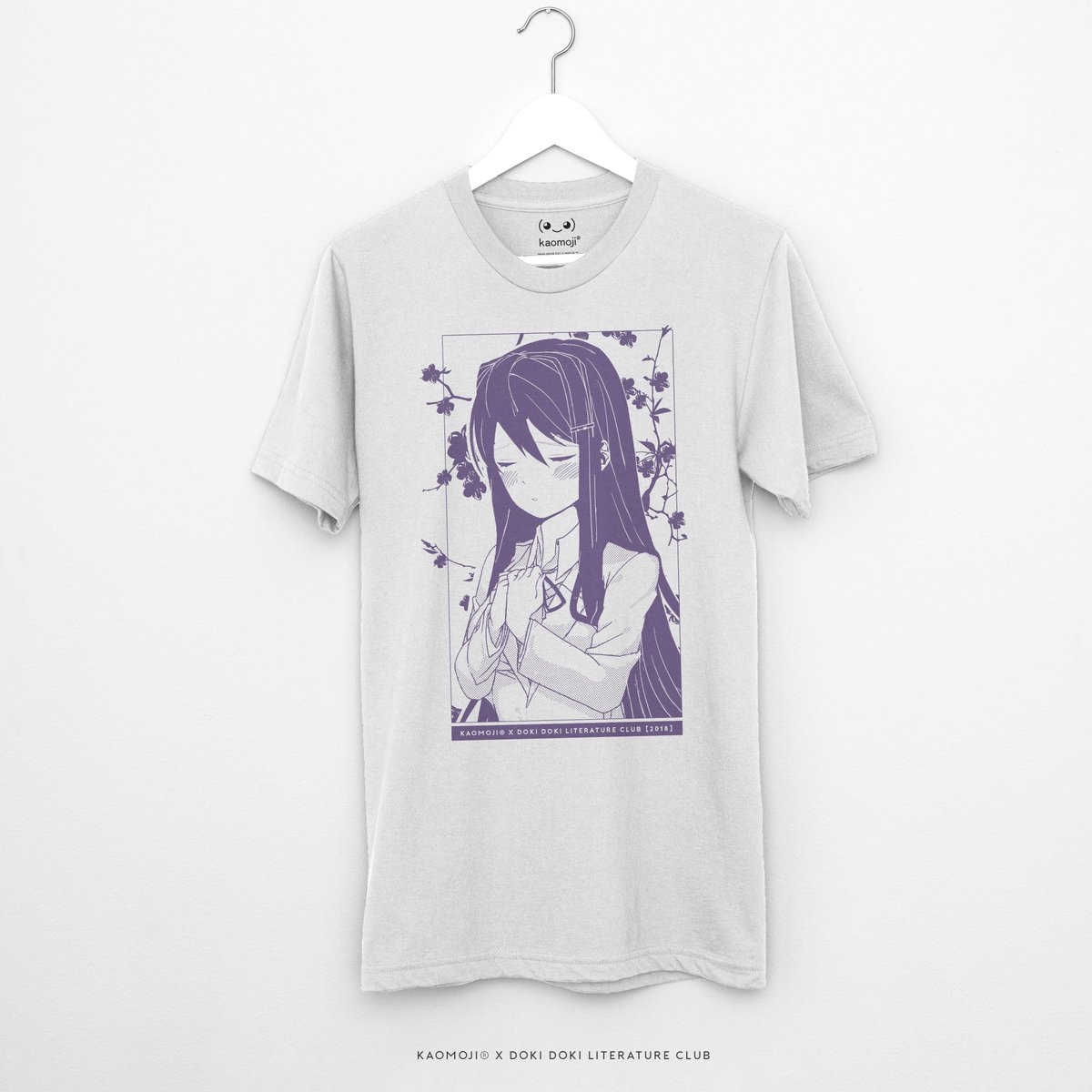 TeamSalvato's tweet photo. More news - Team Salvato is partnering with Kaomoji to bring you a line of streetwear-inspired DDLC t-shirts, starting May 5th. We'll reveal a t-shirt design every few days until then. Here's Yuri! https://t.co/0T4FTIYErD