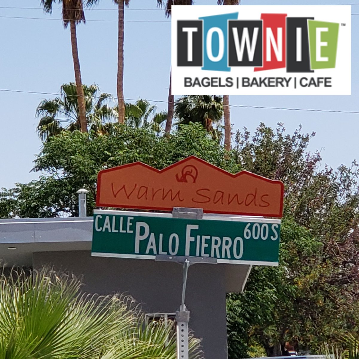 TownieBagels's tweet photo. the neighborhood blade sign is up by our store.
#warmsands #palmsprings https://t.co/NAYCow3lR2