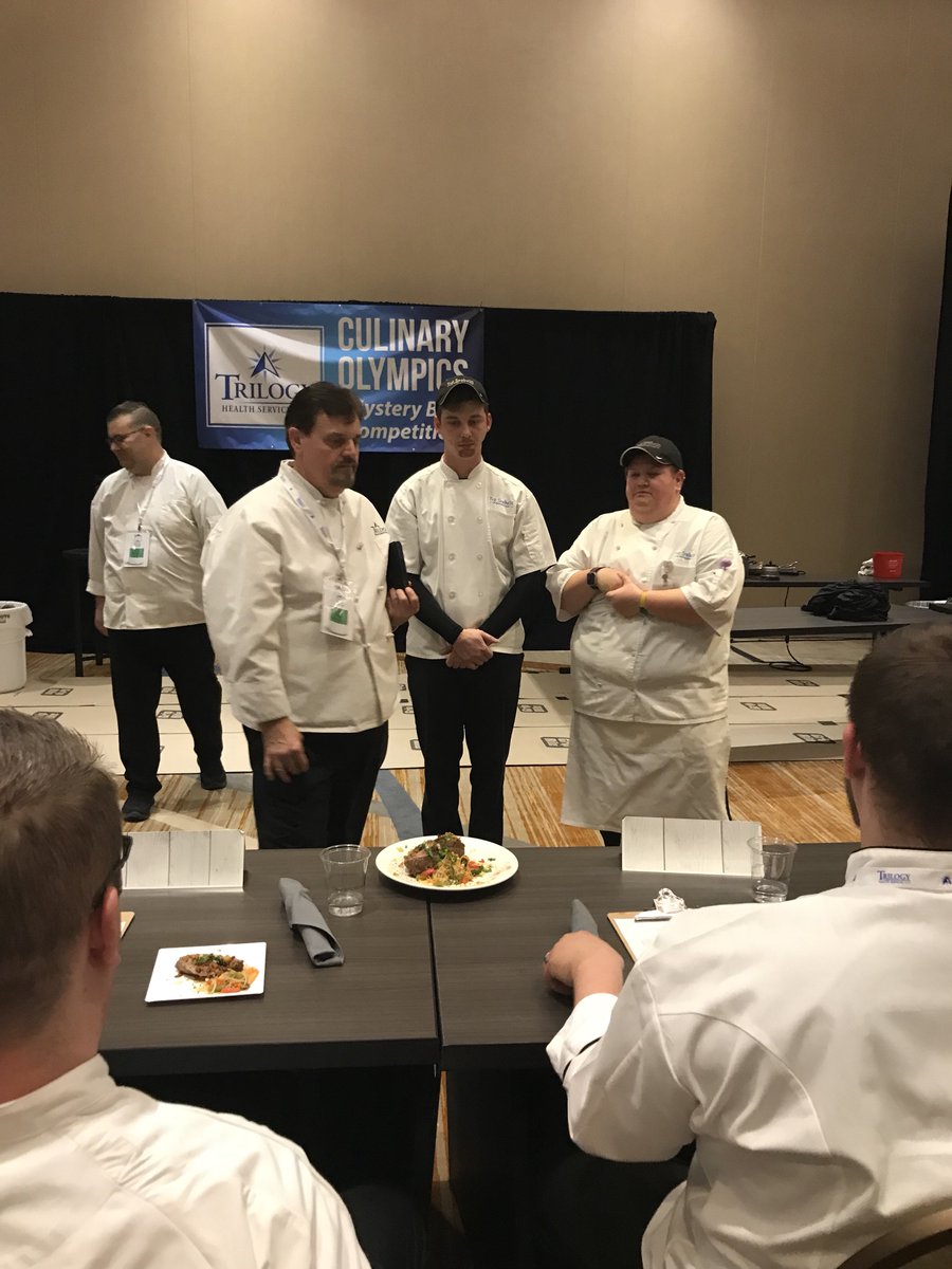 S_Mooresville's tweet photo. We had so much fun cheering on Chef Jenni and Nick at the @TrilogyLiving #CulinaryOlympics! Absolutely delicious and beautiful presentation! #trilogyfresh #abletoserve #teamsprings https://t.co/EaZhmNVjyX