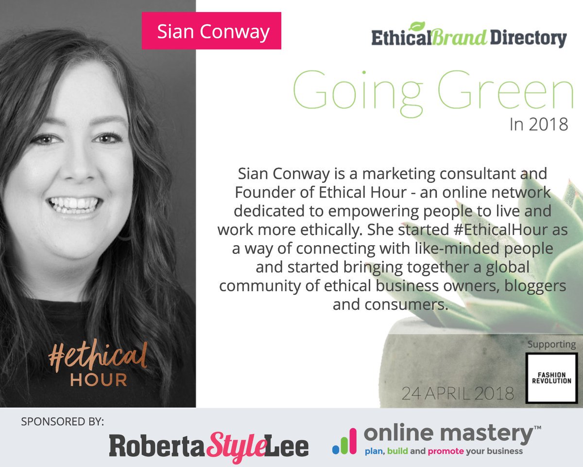 181streetcomms's tweet photo. TOMORROW our founder @SianEConway will be speaking at Going Green 2018 - online summit organised by @EthicalBrandAZ and @R0bertaLee

RT this tweet for your chance to win one of 3 FREE tickets! 

Plus we'll donate the ticket cost to @Fash_Rev
https://t.co/LCT7G9sVCo
#EthicalHour https://t.co/CCpj8gTQiQ