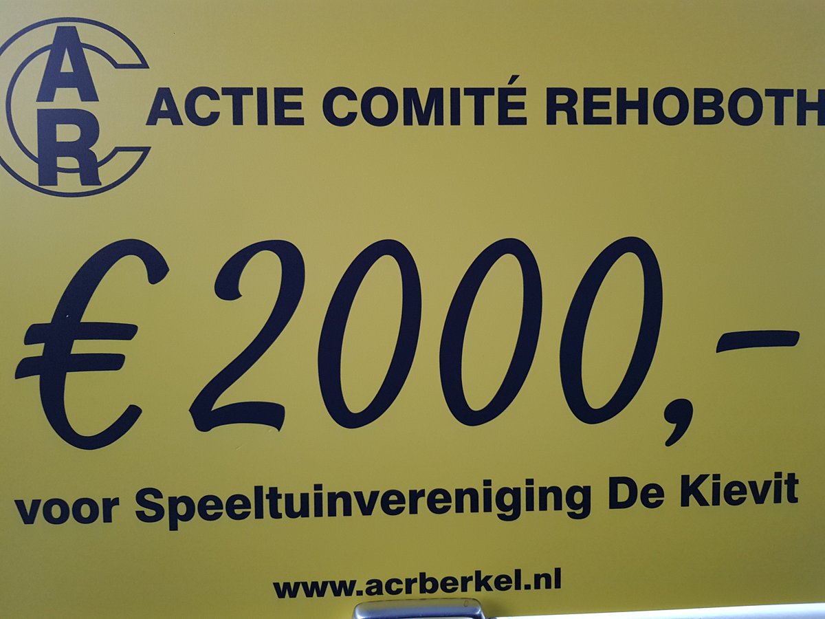 Met een mooie schenking van €2000 helpt het ACR Berkel ons een flink stap verder aan een nieuw speeltoestel. Helpt jouw organisatie of bedrijf De Kievit ook met een mooi kado voor het 65-jarig jubileum? We willen graag een nieuw speeltoestel.