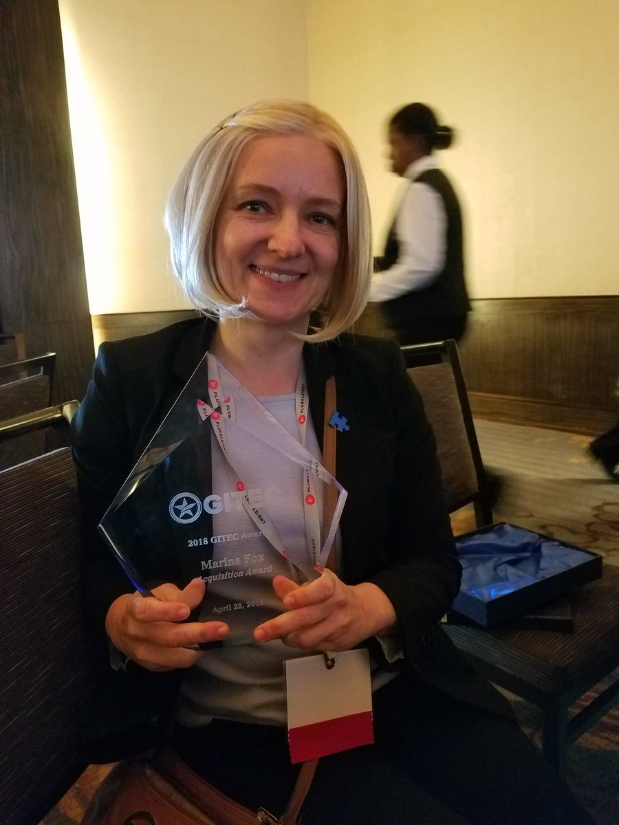 SullivanJohnJ's tweet photo. Marina Fox, GSA, wins GITEC Innovation in Acquisition Award for Solicitation Review Tool #gitecsummit @GITECSummit https://t.co/YqurWo4A0J