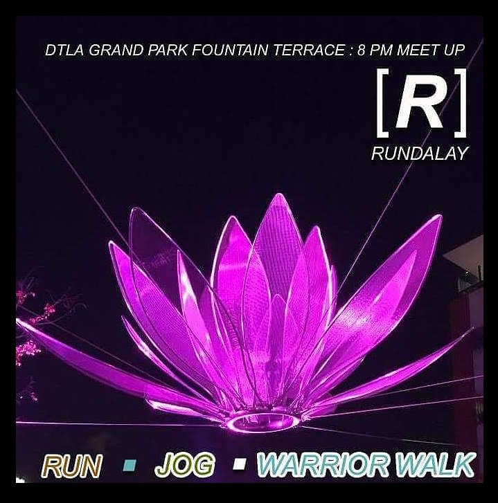 DtlaDirectory's tweet photo. It’s the MONDAY #Rundalay in #DTLA !
#TONIGHT, April 23rd, We RUN the STREETS!
..
WE CONTINUE TO ENJOY THE SPRING EVENINGS IN DTLA.
Bring the entire family for a fun run and warrior walk; a night made special for everyone! MEET UP: 8 PM, Mondays | Grand Park Fountain Terrace https://t.co/zIjphY3qaG