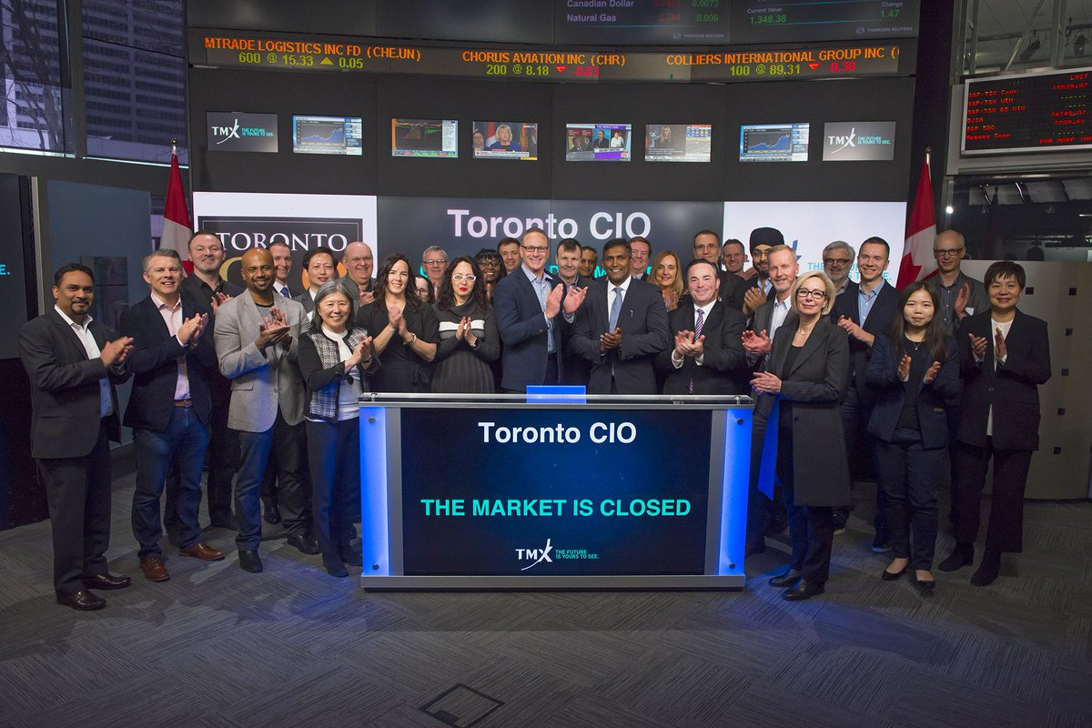 thomasjankowski's tweet photo. Got a chance a few days ago to close the TSX with the rest of the talented #TorontoCIO folks, definitely a fun experience and amazing discussions afterwards.  Big thanks to the people at @tsx_tsxv.  #Toronto #tech scene is really accelerating these days.  #techisback https://t.co/ZZ9BCCCPIR