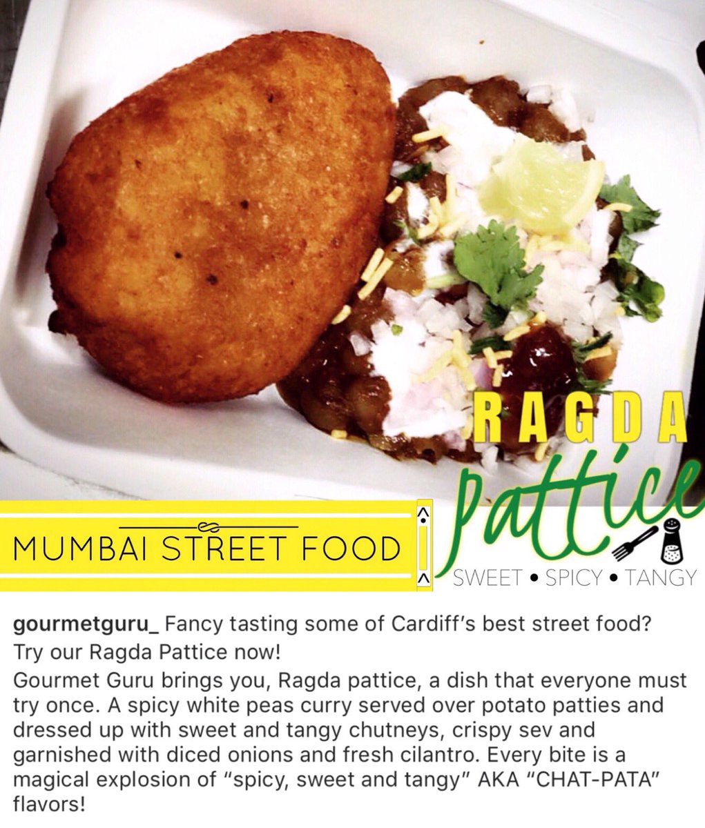 Experience the perfect blend of flavours &amp; colours!
#gourmetguru #mumbaistreetfood #mumbaionplate #indiaonwheels #cravingadventure #stampthehunger #tangychaat #chatpatachaat #ragdapatticelovers #cardiffbay #chickpeas #flavoursome #streetvan #batmobile