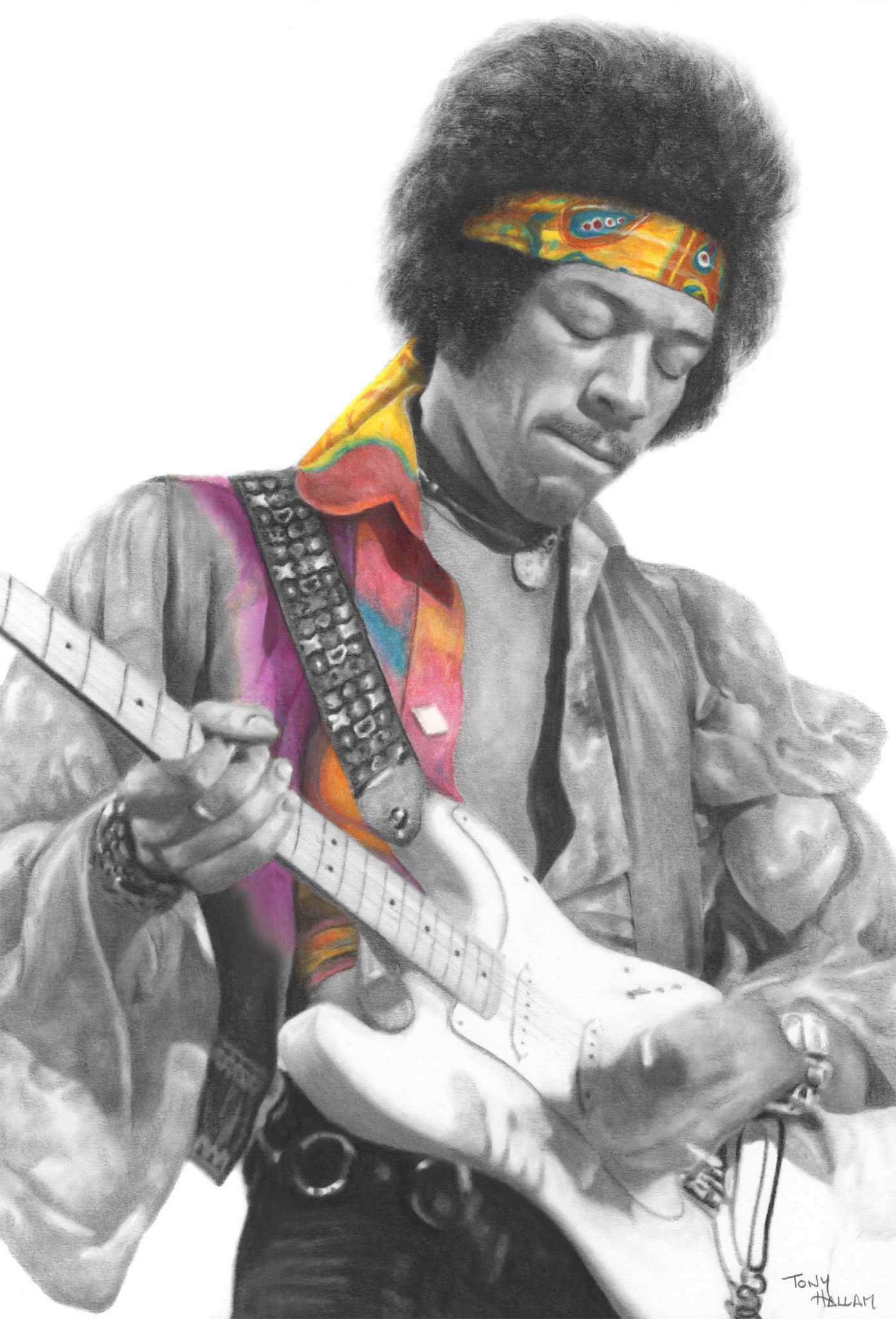 jimi hendrix pencil drawing