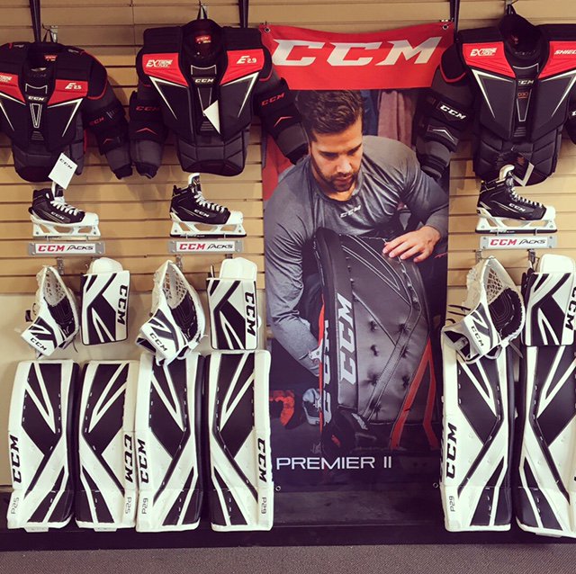 GoalTecRegina's tweet photo. Got our first shipment of the new @CCMGoalie Premier II Pads, Gloves and Blockers. New and improved Tacks Skates and revamped Shield Chest Protectors. Check out our Instagram story throughout the week ahead of launch day for more details #Premier2 #Shield2 #Tacks https://t.co/Ws6mU4qdhb